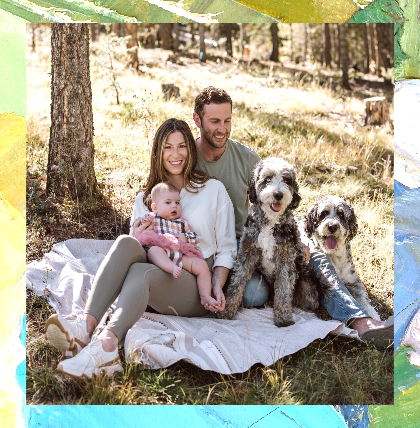 A family photo with dog